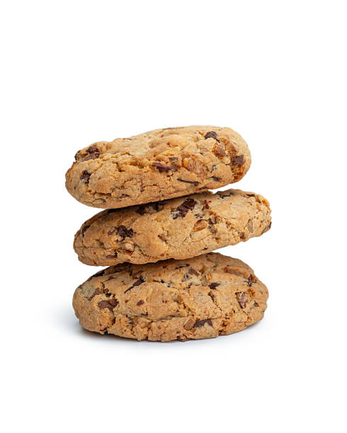 istock Cookies with nuts and chocolate on a white background, levitation 2208966777