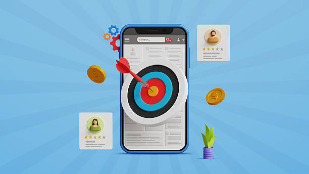 istock Marketing campaign, target customer, CRM concept. Use data driven insights, digital marketing and strategy, advertising, promotion. Bullseye on mobile screen with customer reviews. 3D illustration 2208967026