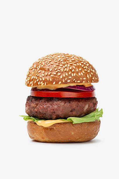 istock Burger with vegan patty on a white background 2208967131
