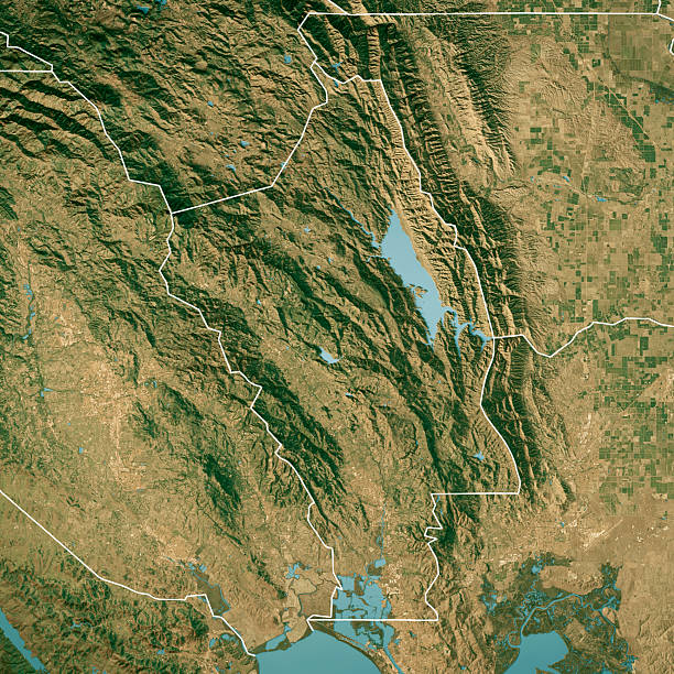 istock Napa County Satellite Topographic Map 3D Render True Color Border 2208968880