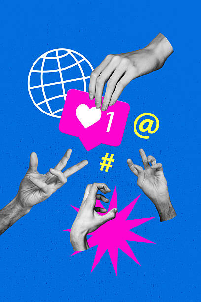 istock Template sketch image composite artwork collage of hand symbol gesture showing body language like popular banner global connection 2208971106