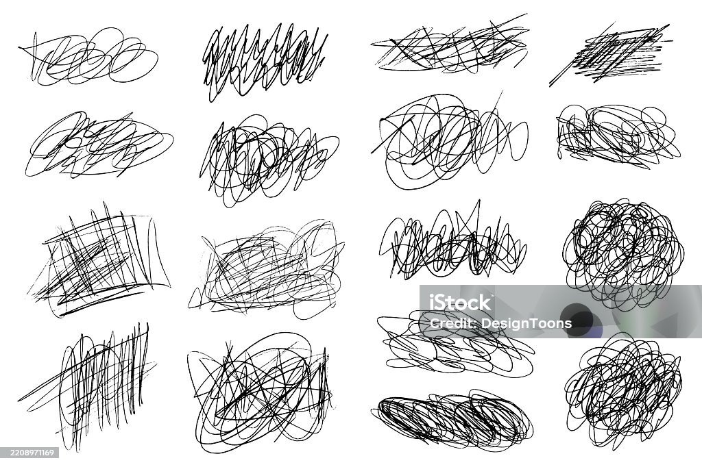 Crazy Line Pattern Tangled Chaotic Crazy Lines Set Random Chaotic Scribble Lines ...