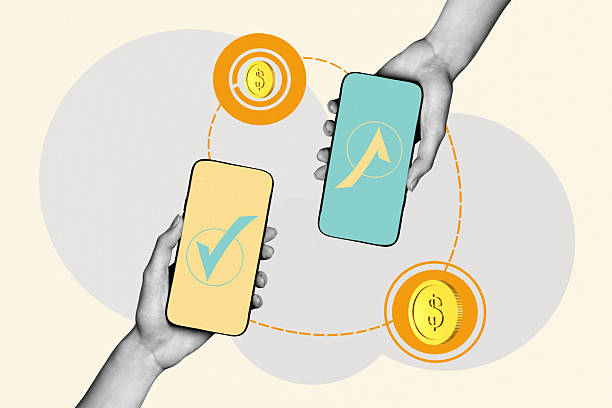 istock Composite art 3d creative image collage of human hands hold phone checkmark sign receive cash dollar coin transaction income 2208971427