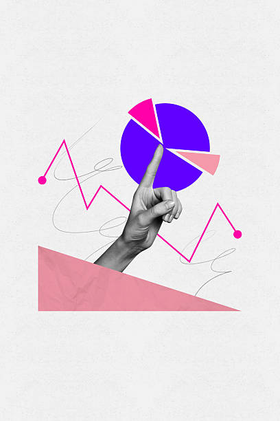 istock Creative banner collage of human hand finger demonstrate pie charts on white background 2208971579