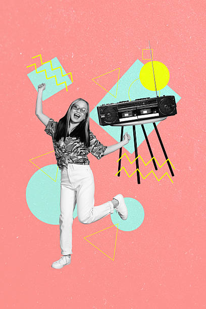 istock Creative artwork template sketch image 3D collage of nightclub weekend entertainment rest party young lady smile dance boombox music 2208974632