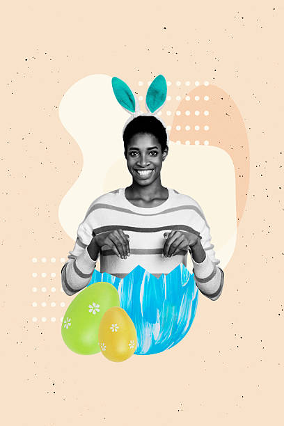 istock Trend artwork template design collage sketch of young lady rabbit ears appear egg smile celebrate springtime seasonal eggs holiday feast 2208975518