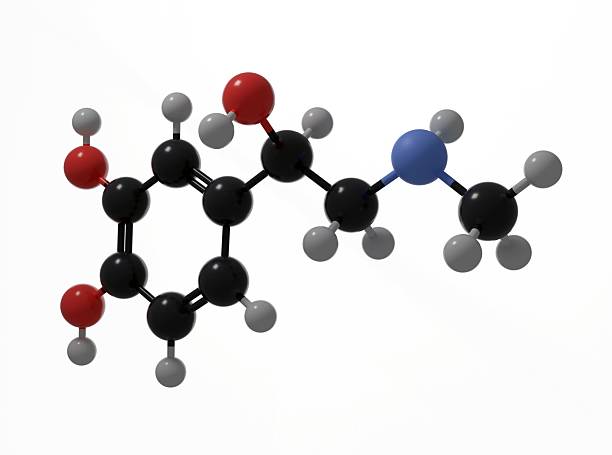 Picture of an isolated TNT molecule made by molecular model on gray background