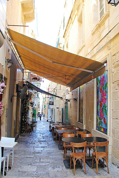 Valletta, Malta - December 19 2022: Cosy Restaurant in Valletta, Malta Old Town