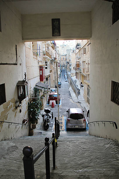 Valletta, Malta - December 19 2022: Valletta Old Town Street in Malta