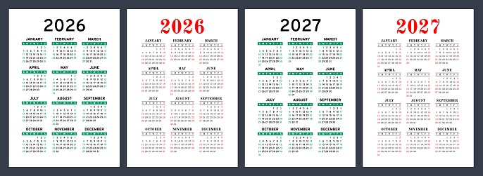 Ilustraci n De Calendario De A os 2026 Y 2027 Establecido Dise o De ilustraci-n-de-calendario-de-a-os-2026-y-2027-establecido-dise-o-de