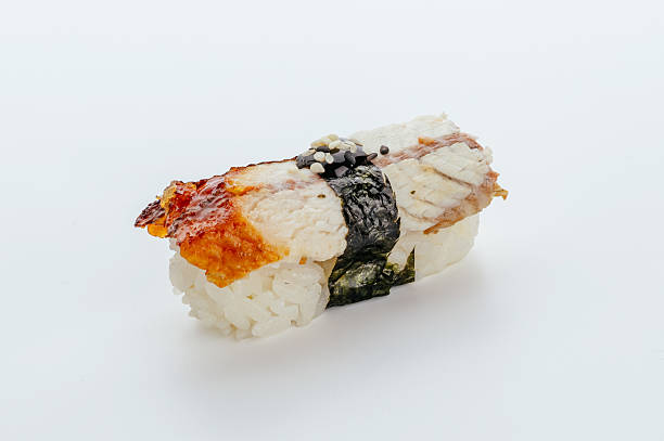 istock traditional Japanese sushi rolls on a white background 2208996018