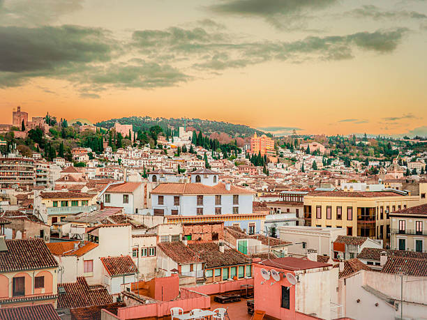 High angle view of the famous town in Andalusia, Spain