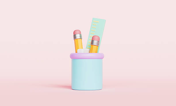 istock Stationary Set Icon. Pencil, Ruler and Eraser. 3D Rendering 2209004018