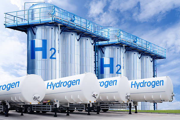 istock Hydrogen tank trailers with hydrogen storage in the background 2209006198