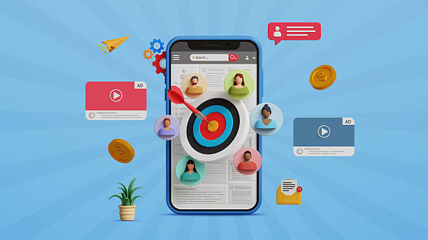 istock Target customer, marketing segmentation, ads strategy, digital marketing, advertising campaign, customer acquisition concept. 3D mobile with dartboard and target audience 2209007366