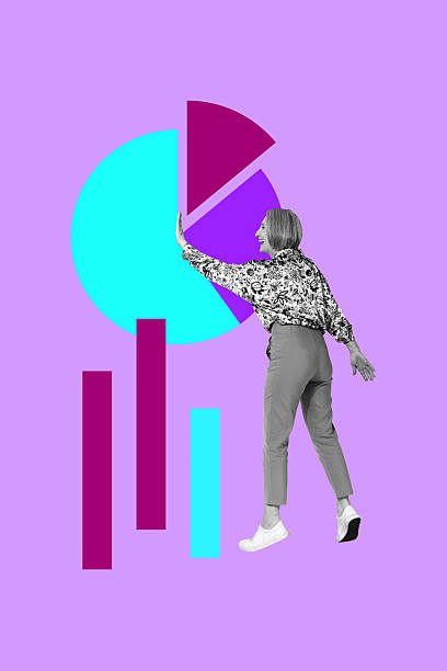 istock Vertical art 3d creative image collage of happy businesswoman stand chart development diagram statistics progress aim achievement 2209009089