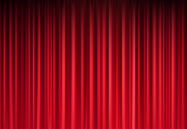 istock Red Stage Curtain Background Illustration with Elegant Folds and Bright Lighting Effects for Theater, Performance, or Event Designs 2209009768