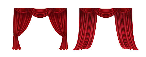 istock Red Theater Curtains Illustration on White Background - Theater Design and Stage Representation 2209009771