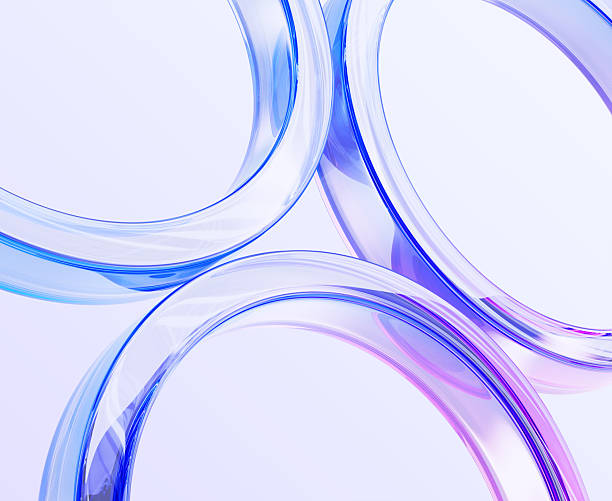 istock 3d glass holographic circle ring pattern. Abstract geometric background of crystal circular lines with blue and pink gradient texture render. Rainbow light round transparent shapes 2209011024
