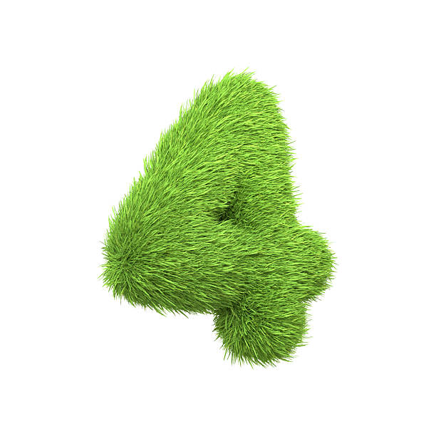 istock The number 4 shaped from dense green grass, set against a pure white backdrop 2209015719