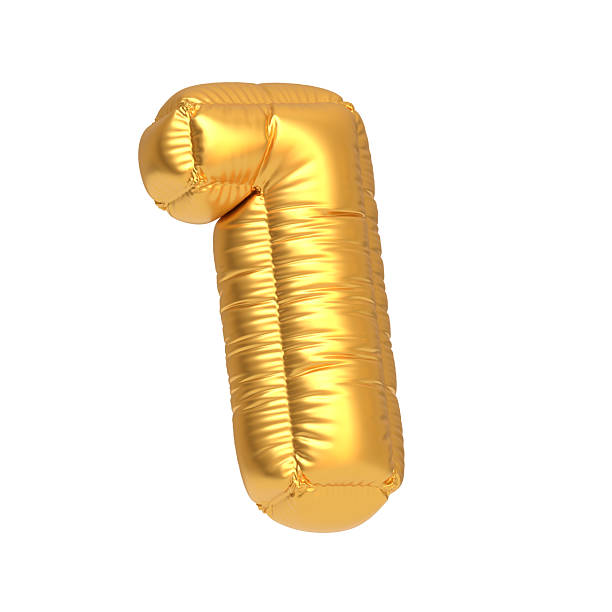 istock Golden balloon number one on white 2209015912