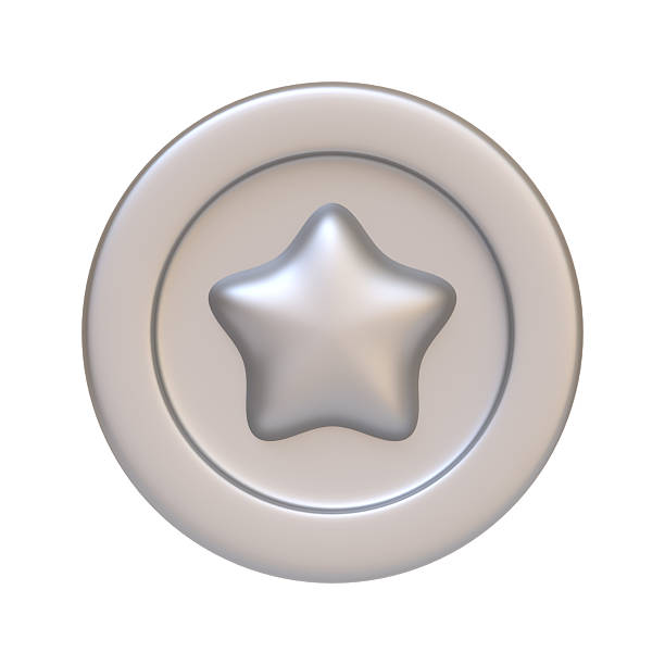 Elegant silver ribbon with five gold glitter stars, symbol of premium quality and luxury rating