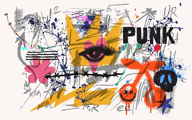 istock Urban street art tags, spray, graffiti typography slogan with spray effect emoji for graphic tee t shirt or poster. Vector colored graffiti urban elements in vector isolated on white background. 2209026184