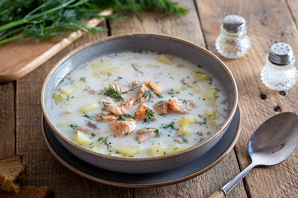 istock Finnish fish soup with trout, selective focus 2209027265