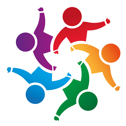Team Inyerdependence Colorful Logo With Figures Symbolizes Dynamic Energy Interdependence In ...