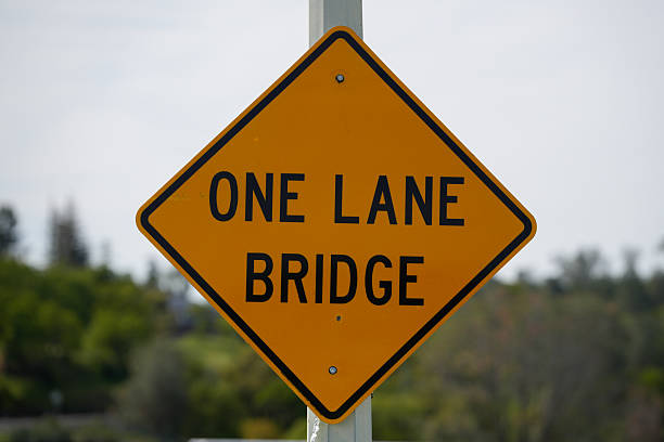 istock One Lane Bridge Warning Sign in Rural Setting 2209038752