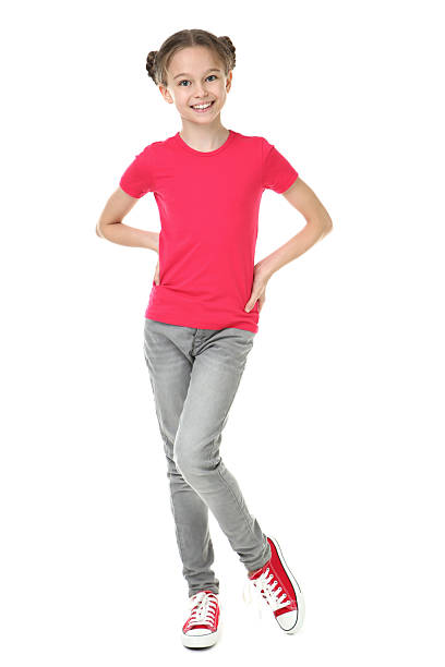 istock Cute young girl on white background 2209039520