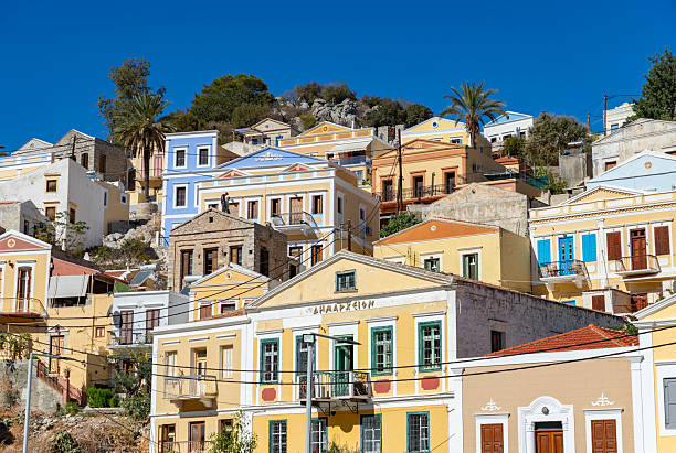 A picture of the colorful town of Ano Symi in Symi Island.