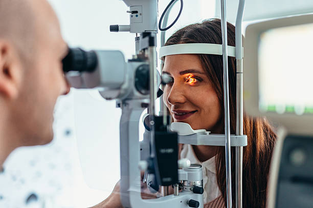 Eye Examination with Advanced Medical Equipment at an Optometry Clinic
