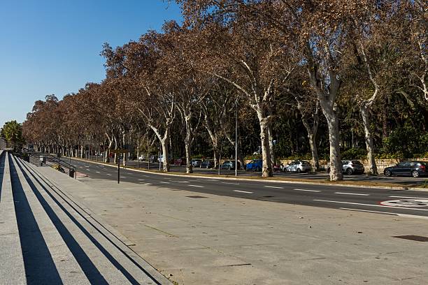 wide promenade in malaga without people