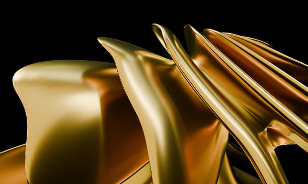 istock Futuristic 3D Render of Shiny Golden Surface Flowing Elegantly 2209051949