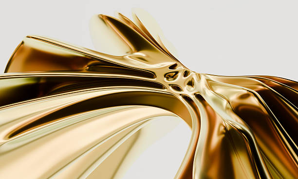 istock Metallic Gold Liquid Sculpture with Smooth Organic Curves 2209051952