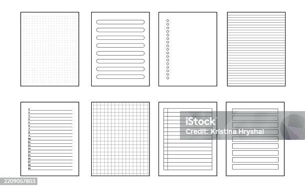 Graph Paper Set Design Page Notebook Planner Pages Set Lined Grid Todo And Graph Paper For ...