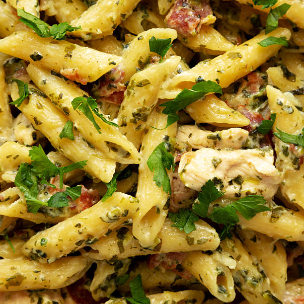 istock Homemade One-Pot Chicken Spinach Bacon Alfredo Pasta Ready to Eat. 2209068137