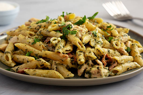istock Homemade One-Pot Chicken Spinach Bacon Alfredo Pasta Ready to Eat 2209068171