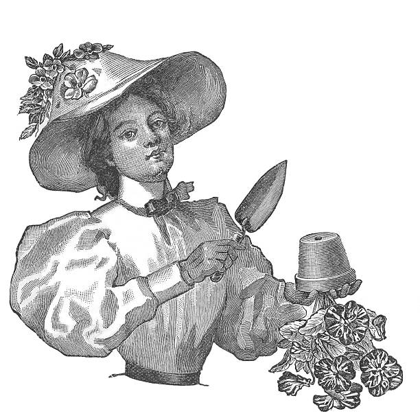 Antique Elegant lady fashion engraving from the 19th Century.