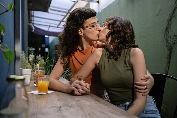 Lesbian couple kissing each other