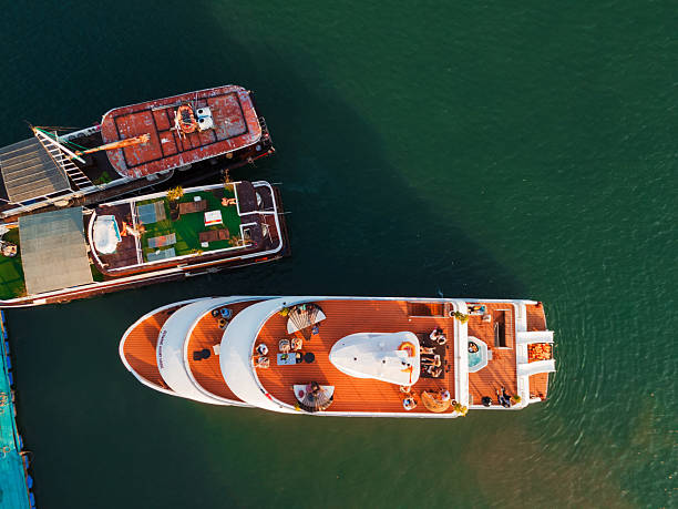istock Aerial view of boat deck party 2209073108