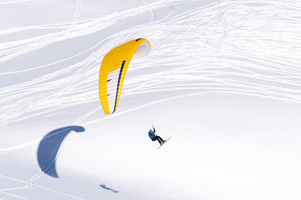 Speed flier lands on ski slope, Swiss Alps