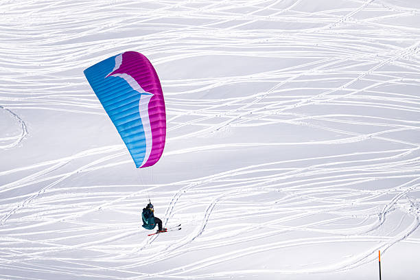 Speed flier lands on ski slope, Swiss Alps