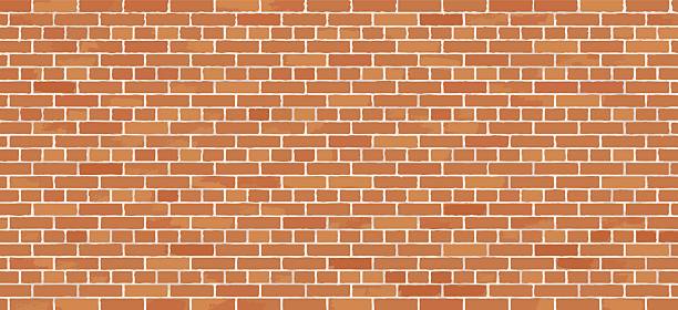stockillustraties, clipart, cartoons en iconen met red brick wall texture. seamless pattern with repeating brick wall. background with interior or exterior of building. flat hand drawn vector illustration - baksteen