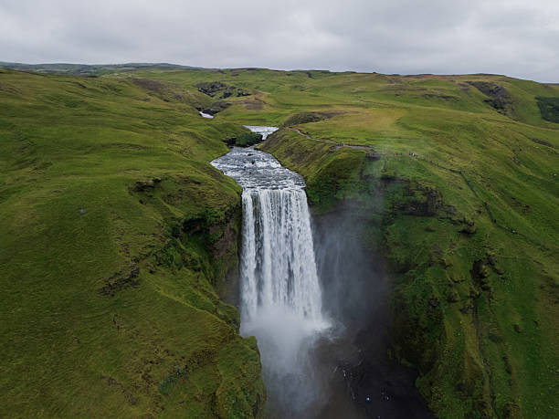 istock Aerial view of epic waterfall in Iceland 2209080996