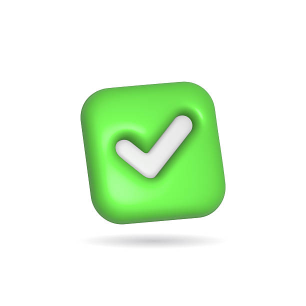 istock 3D render of a green square with a white check mark inside. Perfect for websites, apps, or presentations needing an icon for success, approval, or completion. 2209083022