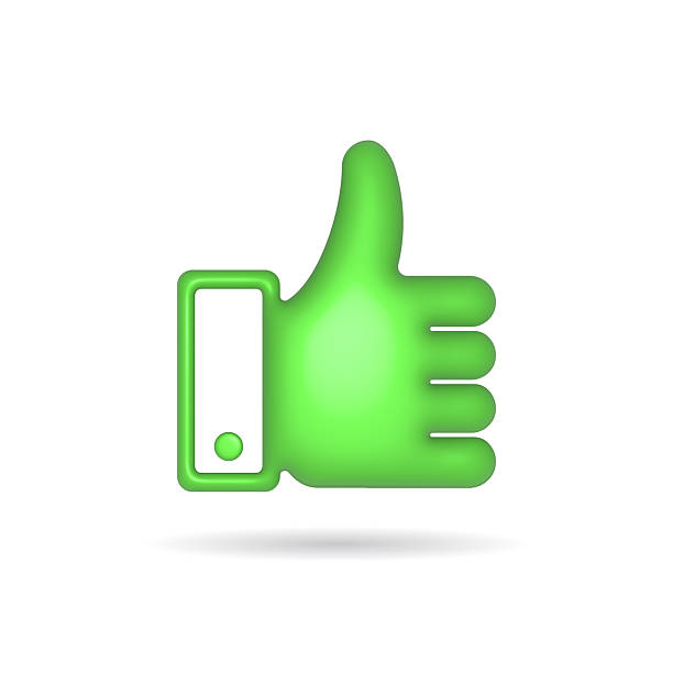 Vibrant 3D thumbs up icon, green. Represents approval, agreement, or positive feedback. Ideal for social media, app design, and user interfaces. Symbol of success