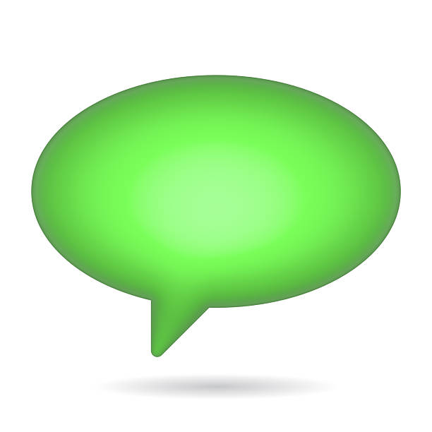 Green speech bubble, isolated. Glossy and modern design for conversation, messaging, and feedback. Use in UI, apps, or social media marketing.