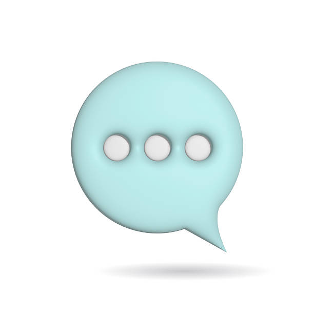 istock Light blue 3D speech bubble with ellipsis on white. Represents communication, waiting, or loading. Clean style for website, UI,  digital marketing visuals. 2209083789